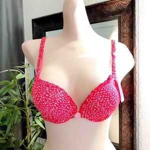 Adorable Red/White Polka Dot Ruffled Push Up Bra